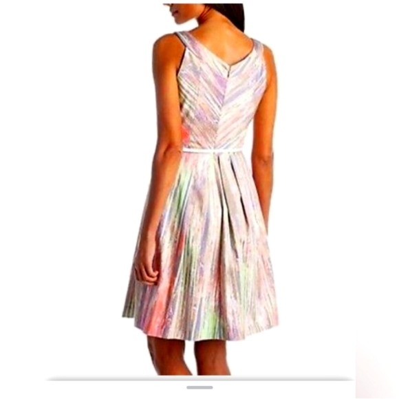 Calvin klein watercolor multi stripe fit and flare dress sz 2 *N - Picture 9 of 9